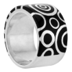 Picture of Sterling Silver High Polished Circles Ring Black Enamel 15/32 inch wide sizes 6 to 10