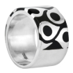 Picture of Sterling Silver High Polished Drops Ring Black Enamel 1/2 inch wide sizes 6 to 10