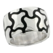 Picture of Sterling Silver High Polished Jigsaw Puzzle Ring Black Enamel 15/32 inch wide sizes 6 to 10