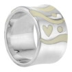 Picture of Sterling Silver High Polished Hearts Ring White Enamel 1/2 inch wide sizes 6 to 10