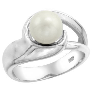 Picture of Sterling silver Pearl Ring for Women Swirl 1/2 inch wide sizes 5-10