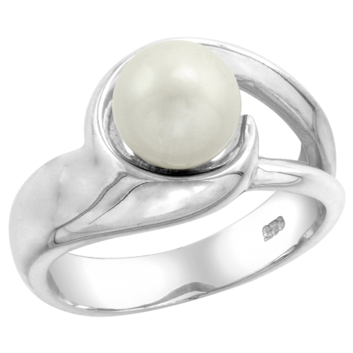 Picture of Sterling silver Pearl Ring for Women Swirl 1/2 inch wide sizes 5-10