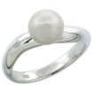Picture of Sterling silver Pearl Ring for Women Wavy Shank 7.5mm 1/8 inch wide sizes 5-10