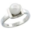 Picture of Sterling silver Pearl Cup Ring for Women 7.5mm 1/8 inch wide sizes 5-10