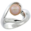 Picture of Sterling silver Pink Pearl Heart Ring for Women 19/32 inch wide sizes 5-10