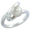 Picture of Sterling silver Pearl Ring for Women Spiral 3/8 inch wide sizes 5-10