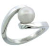 Picture of Sterling silver Pearl Ring for Women Swirl 7/16 inch wide sizes 5-10