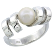 Picture of Sterling silver Pearl Ring for Women Corkscrew Spiral 5/16 inch wide sizes 5-10