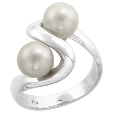 Picture of Sterling Silver Silver 2 Pearl Ring for Women White Pearls 5/8 inch wide sizes 5-10