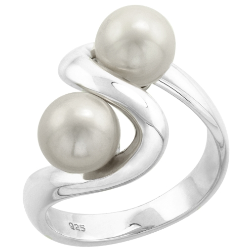 Picture of Sterling Silver Silver 2 Pearl Ring for Women White Pearls 5/8 inch wide sizes 5-10