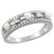Picture of Sterling Silver 3 Pearl Ring for Women Cubic Zirconia Accent 3/16 inch sizes 6 to 9