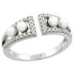 Picture of Sterling Silver 4 Pearl Ring for Women Cubic Zirconia Accent 1/4 inch sizes 6 to 9