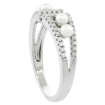 Picture of Sterling Silver 4 Pearl Ring for Women Cubic Zirconia Accent 1/4 inch sizes 6 to 9