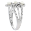 Picture of Sterling Silver 3 Pearl Knot Ring for Women Cubic Zirconia Accent 5/8 inch sizes 6 to 9