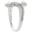 Picture of Sterling Silver 2 Pearl Swirl Ring for Women Cubic Zirconia Accent 3/4 inch sizes 6 to 9