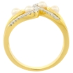 Picture of Sterling Silver Pearl Bypass Ring for Women Cubic Zirconia Accent Gold Plated 1/2 inch sizes 6 to 9