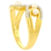 Picture of Sterling Silver Pearl Bypass Ring for Women Cubic Zirconia Accent Gold Plated 1/2 inch sizes 6 to 9