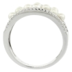 Picture of Sterling Silver Cigar Band Pearl Ring for Women Cubic Zirconia Accent 9/16 inch sizes 6 to 9