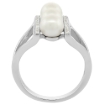 Picture of Sterling Silver 3 Pearl Ring for Women Cubic Zirconia Accent 3/4 inch sizes 6 to 9