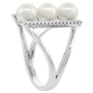 Picture of Sterling Silver 3 Pearl Ring for Women Cubic Zirconia Accent 3/4 inch sizes 6 to 9