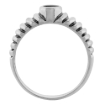 Picture of Dainty Sterling Silver Inlaid Oval Jet Stone Scalloped Ring for Women and Teens 1/4 inch (7mm) wide sizes 3-9
