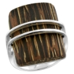 Picture of Sterling Silver Rectangular Tigerwood Ring for Women 15/16 inch wide sizes 6-10