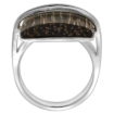 Picture of Sterling Silver Rectangular Tigerwood Ring for Women 15/16 inch wide sizes 6-10