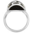 Picture of Sterling Silver Bubble Design Rectangular Tigerwood Ring for Women Triple Circle Cut Outs 7/8 inch wide sizes 6-10