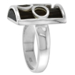Picture of Sterling Silver Bubble Design Rectangular Tigerwood Ring for Women Triple Circle Cut Outs 7/8 inch wide sizes 6-10