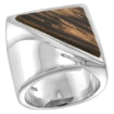 Picture of Sterling Silver Triangular Tigerwood Ring for Women 11/16 inch wide sizes 6-10