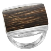 Picture of Sterling Silver Rectangular Tigerwood Ring for Women 5/8 inch wide sizes 6-10
