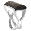 Picture of Sterling Silver Rectangular Tigerwood Ring for Women 5/8 inch wide sizes 6-10