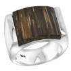 Picture of Sterling Silver Square shaped Tigerwood Ring for Women 5/8 inch wide sizes 6-10
