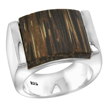 Picture of Sterling Silver Square shaped Tigerwood Ring for Women 5/8 inch wide sizes 6-10