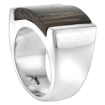Picture of Sterling Silver Square shaped Tigerwood Ring for Women 5/8 inch wide sizes 6-10