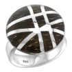 Picture of Sterling Silver Gashed Round Tigerwood Ring for Women 13/16 inch wide sizes 6-10