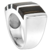 Picture of Sterling Silver Striped Rectangular Tigerwood Ring for Women 9/16 inch wide sizes 6-10