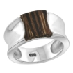 Picture of Sterling Silver Concave Tigerwood Ring for Women 3/8 inch wide sizes 6-10