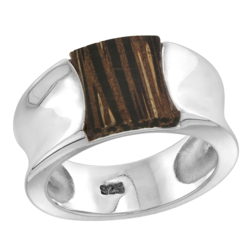 Picture of Sterling Silver Concave Tigerwood Ring for Women 3/8 inch wide sizes 6-10