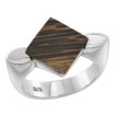 Picture of Sterling Silver Diamond shaped Tigerwood Ring for Women 9/16 inch wide sizes 6-10