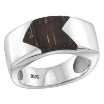 Picture of Sterling Silver Flat Band for Women 3/8 inch wide sizes 6-10