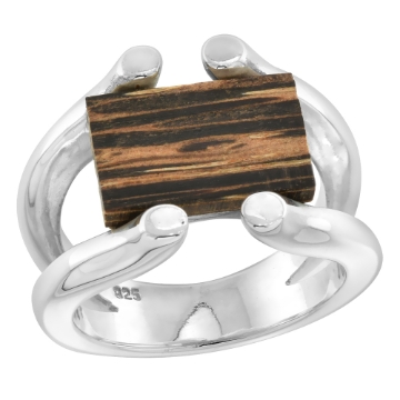 Picture of Sterling Silver Wire Tigerwood Ring for Women 5/8 inch wide sizes 6-10