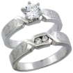 Picture of Sterling Silver Cubic Zirconia Ladies� Engagement Ring Set 2-Piece Chevron Pattern Channel Set, 3/16 inch wide