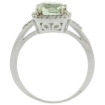 Picture of Sterling Silver Diamond Natural Green Amethyst Ring Cushion-cut 7x7mm, 3/8 inch wide, sizes 5-10