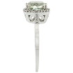Picture of Sterling Silver Diamond Natural Green Amethyst Ring Cushion-cut 7x7mm, 3/8 inch wide, sizes 5-10