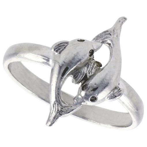 Picture of Sterling Silver Double Dolphin Ring Polished finish 11/16 inch wide, sizes 6 - 9
