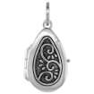 Picture of Small 3/4 inch Sterling silver Swirl Design Teardrop Locket Necklace for Women Flawless Polished Finish Available with or without Chain