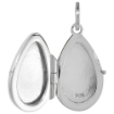 Picture of Small 3/4 inch Sterling silver Swirl Design Teardrop Locket Necklace for Women Flawless Polished Finish Available with or without Chain