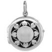 Picture of Small 3/4 inch Sterling silver Heart Pattern Round Locket Necklace for Women Flawless Polished Finish Available with or without Chain