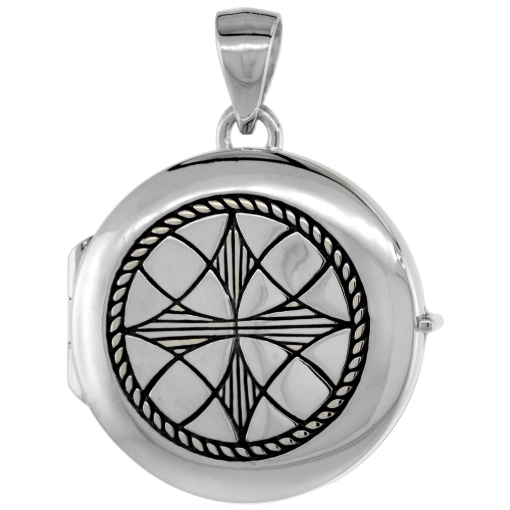 Picture of 7/8 inch Sterling Silver Celtic Five-fold Knot Round Locket for Women Flawless Polished Finish Available with or without Chain